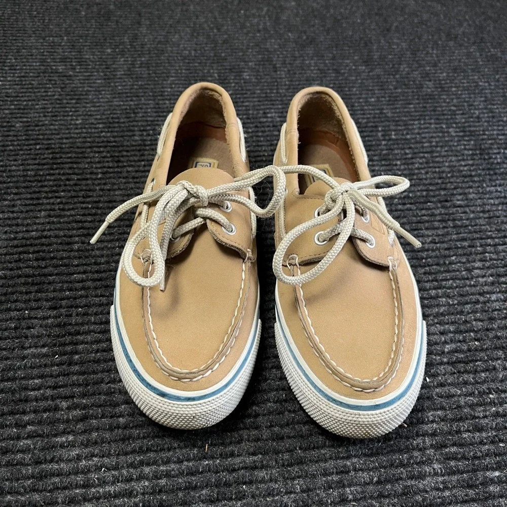 Sperry Top-Sider Boat Shoes Youth 6M Tan Leather Nautical Loafers preppy slipon